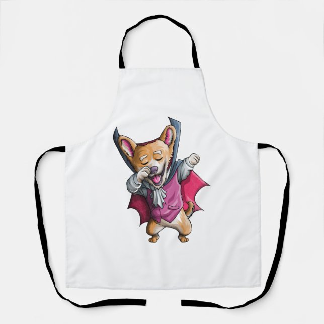 Dabbing Vampire Corgi Niedlich Halloween Corgi Fun Schürze (Vorderseite)