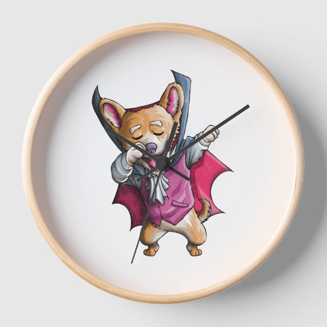 Dabbing Vampire Corgi Niedlich Halloween Corgi Fun Uhr (Vorderseite)
