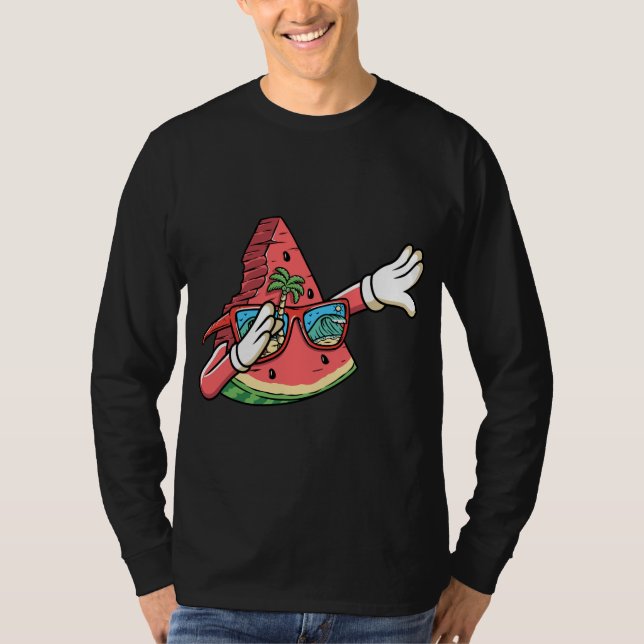 Dabbing Watermelon Kawaii Dab Summer Fruchtmelon L T-Shirt (Vorderseite)