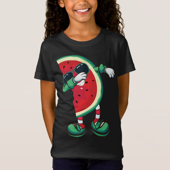 Dabbing Watermelon Kawaii Melon Sommer Obst Lover T-Shirt (Vorderseite)