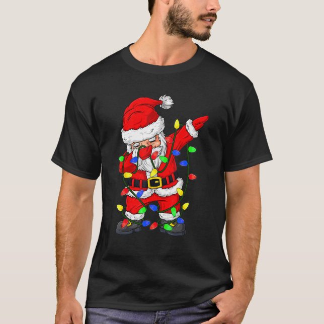 Dabbing Weihnachtsbaumleuchten Weihnachtsmänner Ki T-Shirt (Vorderseite)