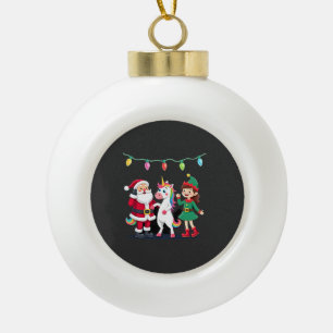 Dabbing Weihnachtsmann Elf Einhorn Weihnachten Kin Keramik Kugel-Ornament