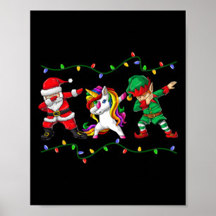 Dabbing Weihnachtsmann Elf Einhorn Weihnachten Kin Poster