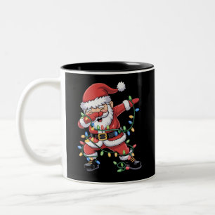 Dabbing Weihnachtsmann Lustige Weihnachtsbeleuchtu Zweifarbige Tasse