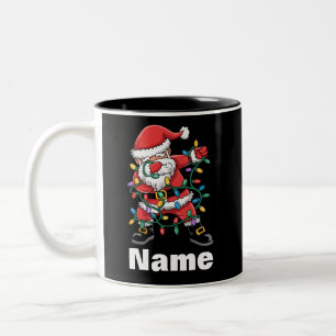 Dabbing Weihnachtsmann Lustiges Personalisiertes W Zweifarbige Tasse
