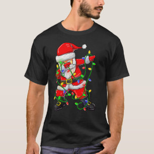 Dabbing Weihnachtsmann Weihnachtsbaum Lichter Jung T-Shirt