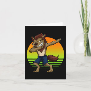 Dabbing Werewolf Retro Sunset Halloween Jungs Kind Karte