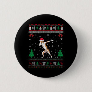 Dabbing Whippet Hund Weihnachtsmannmütze Jungen Mä Button