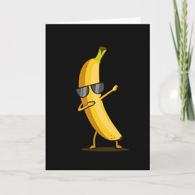 Dabbing Yellow Banana ab Funny Dancing Frucht Karte (Vorderseite)
