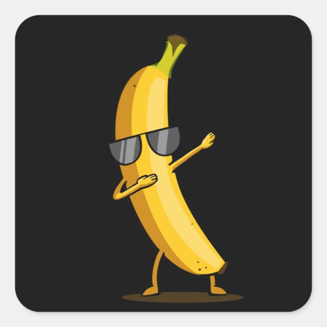 Dabbing Yellow Banana ab Funny Dancing Frucht Quadratischer Aufkleber (Vorderseite)