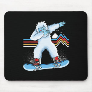 Dabbing Yeti Vintag Sunset Snowboarden Ristorante Mousepad