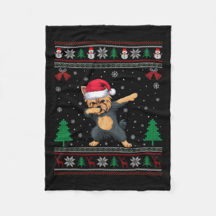 Dabbing Yorkie Dog Weihnachtsmannmütze Boys Girls  Fleecedecke