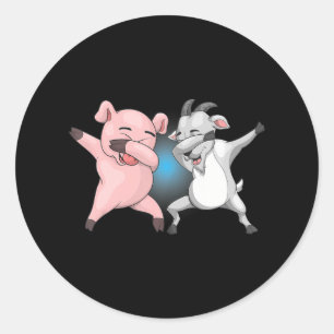 Dabbing Ziege Schweinezucht Lover Witziger Bauer Runder Aufkleber