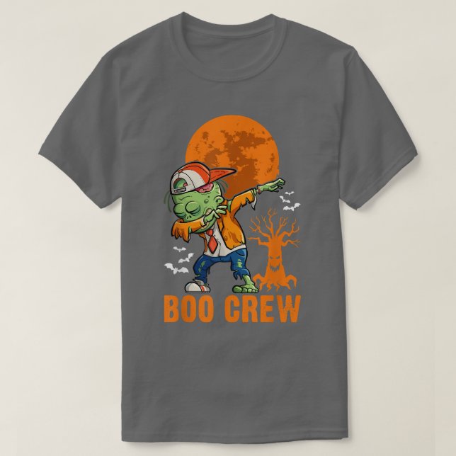 Dabbing Zombie, Halloween, Orange Moon, Boo Crew T T-Shirt (Design vorne)