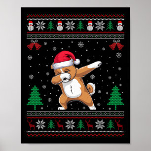 Dabbing Zuchon Dog Weihnachtsmannmütze Boys Girls Poster