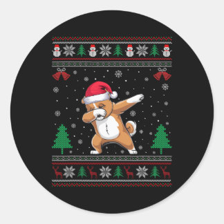 Dabbing Zuchon Dog Weihnachtsmannmütze Boys Girls  Runder Aufkleber