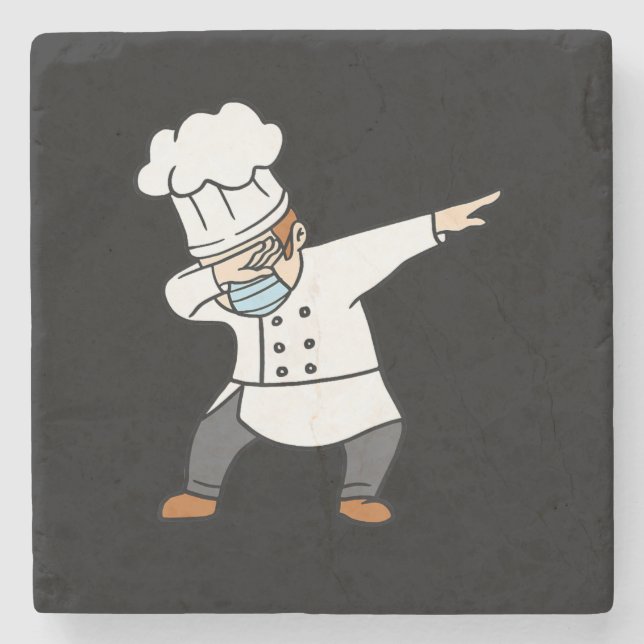 Dabing Pizza Koch Baker Pizzabaker Dab Tanzgeschen Steinuntersetzer (Vorderseite)
