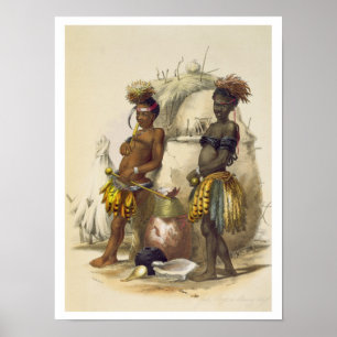 Dabiyaki und Upapazi, Zulu-Jungen im Tanzen-Kleid, Poster