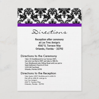 D'accompagnement 4x5 Carte de direction Black Damask Purple Recepti