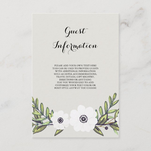 D'accompagnement Anémones peintes - carte d'information (Devant)