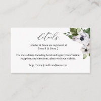 Anéone Blanc Floral 2 Détails Carte de boîtier SM