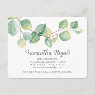 D'accompagnement Aquarelle vert Eucalyptus Carte de visite