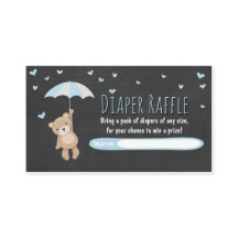 Baby shower Déchets Carte Raffin Teddy Bear Bleu