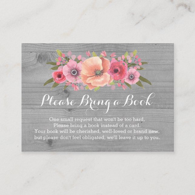 D'accompagnement Baby shower Demande Carte Rustique Bois Floral (Devant)