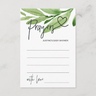 D'accompagnement Baby shower neutre vert Jeu carte de prière Coeur