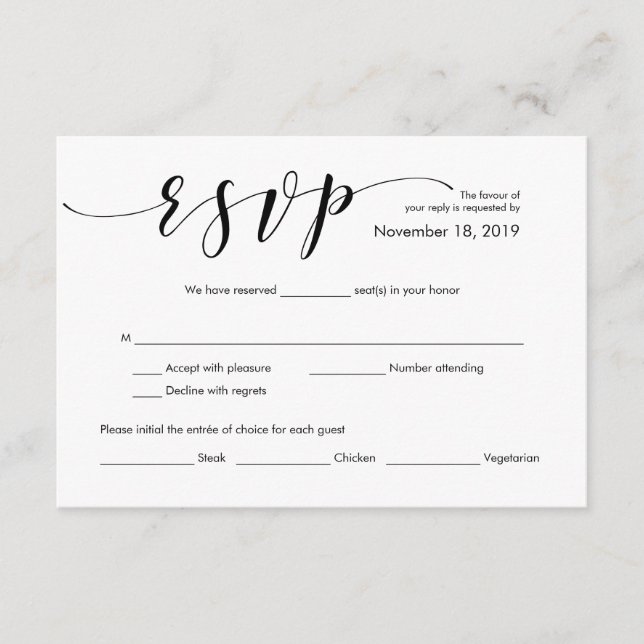 D'accompagnement Belle carte de boîtier RSVP de mariage élégant (Devant)