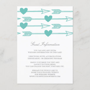D'accompagnement Belle Flèches Mariage Insertion Carte / Turquoise 