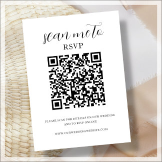 D'accompagnement Blanc | Code QR | Carte de réponse de mariage à jo