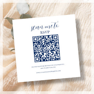 D'accompagnement Bleu et blanc Carte de boîtier de code QR RSVP