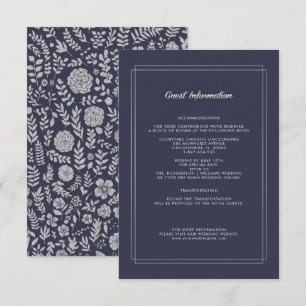 D'accompagnement Bleu Marine Carte Silver Floral Détails du Maria