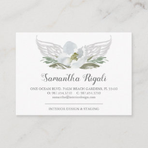 D'accompagnement Blue Grey Angel Ailes Floral Carte de visite