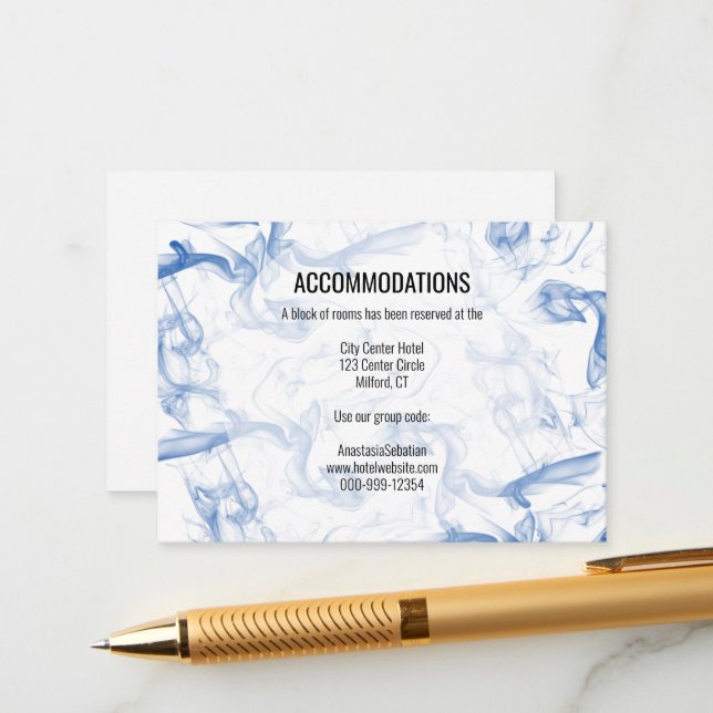 D'accompagnement Blue Smokey Mist Hébergements Carte Mariage (Devant/Arrière en situation)