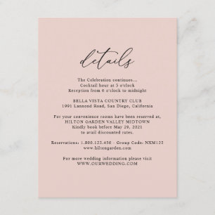 D'accompagnement Boho Dusty Rose Détails Mariage Carte de boîtier