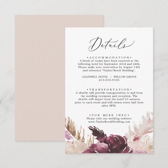 D'accompagnement Boho Pampas Gris Détails Carte de boîtier (Devant / Derrière)