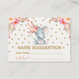 D'accompagnement Boho Pink Gold Floral Nom du bébé Carte de suggest
