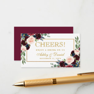 D'accompagnement Burgundy Bleu Mariage Boire Carte Billet Or