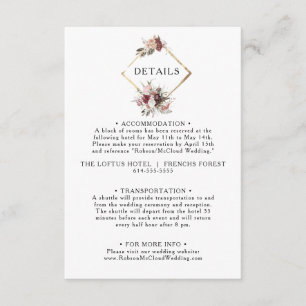 D'accompagnement Burgundy Boho Floral Détails Carte de boîtier
