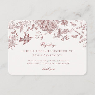 D'accompagnement Burgundy Fall Toile Jouy Carte d'enregistrement In