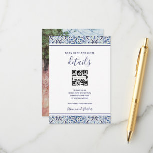D'accompagnement Carreaux bleus Détails du mariage QR carte d'inser