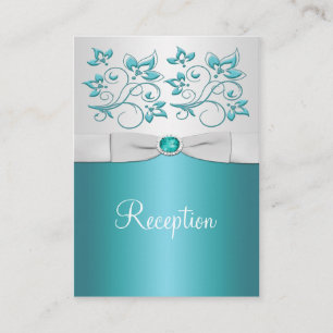 D'accompagnement Carte Aqua-Marine et Argent Floral Enclume