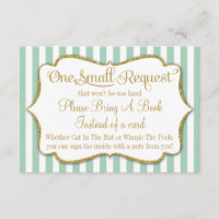 Carte Baby shower Mint Gold Apportez Un Livre