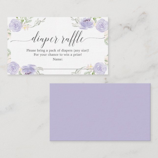 D'accompagnement Carte Baby shower Pastel Purple Diaper (Devant / Derrière)