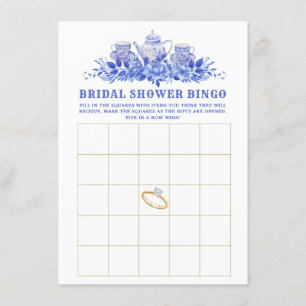 D'accompagnement Carte Bingo Fête des mariées Florale Bleue