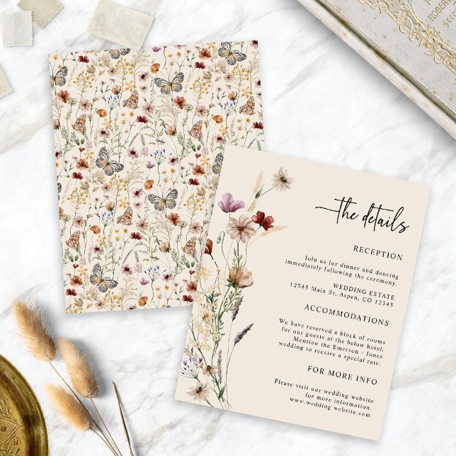 D'accompagnement Carte Boho Floral Mariage (Boho Floral Wedding Enclosure Card
)