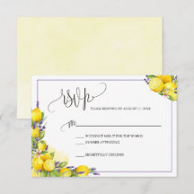 Carte Boho RSVP Boho Lavande d'aquarelle citron