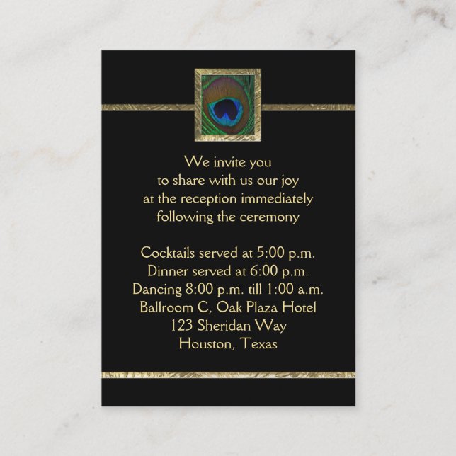 D'accompagnement Carte boîtier Peacock noir et or (Devant)
